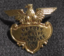 Obsolete Vintage Kankakee County Illinois Deputy Sheriff Badge - Screw Back Cap picture