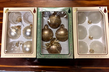 Vtg Krebs Christmas Ornament GLASS Cream, White, Gold USA ~ 17 Pieces picture