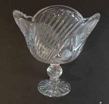 Gorgeous Irena Glassworks Poland Lead Crystal Footed Compote 9x9 Mint picture