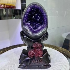 9.2LB natural rare amethyst Dinosaur egg Quartz Crystal specimen healing+stand picture