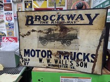 Vintage brockway Truck From Upstate New York Original Tin Sign Rare  picture