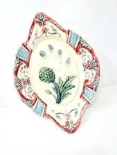 Antique French Majolica Artichoke Asparagus Platter Fives-Lille c1890 Barbotine picture