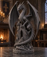 Fantasy Dragon Theme , Gray 3D Printed Resin Figurine 10 in picture