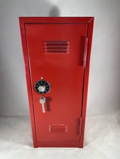 Vintage Small Mini Red Metal Locker Storage, Combination Lock Made In Korea picture