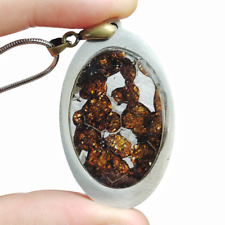 pallasite Meteorite Pendant Olive Meteorite Slice Necklace Jewelry QB104 picture