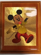 RARE: LATE 60'S VINTAGE WALT DISNEY FOIL EFFECT MICKEY & MINNIE MOUSE LITHOGRAPH picture