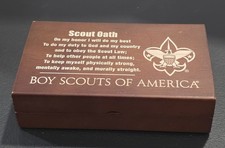 Vintage BSA Boy Scouts Wooden Presentation Box Scout Oath Pocket Knife Case Only picture