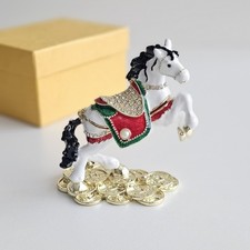 Luxurious White Horse Enamel Jewelry Trinket Box with Crystals – Symbol of 2026 picture