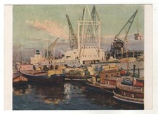 1957 PORT ANTWERP Ships Boat Belgium River SocRealism OLD Russian Postcard picture
