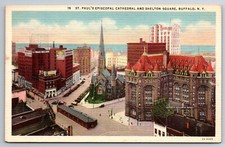 Buffalo, NY, St. Paul's Episcopal Cathedral, Shelton Square, Postcard picture