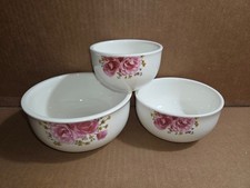 Bowls Nesting X3 Victorian Trading Co Roses & Mealtimes Ceramic picture