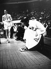 Bill Russell of Boston Celtics sits bench an NBA game 1960 Boston - Old Photo picture
