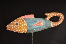 A Primitive African Bozo Fish Statue Burkina Faso Africa Afrika Afrique 2758 picture
