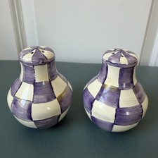 MacKenzie Childs, VIOLET CHECK,  Salt & Pepper Shaker, New picture