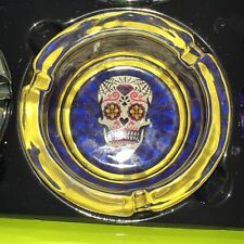 Smoketopia Premium Glass Yellow And Blue Skull  - 3.3