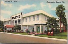 Clearwater Beach, Florida Postcard CORONADO HOTEL Street View Linen 1946 Cancel picture