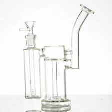 Heavy Clear Glass Bong Double Percolator Water Pipe Bubbler Recycler Tornado picture