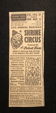 1950’s Shrine Circus Medinah Temple Newspaper Print Ad Clown Elephants picture