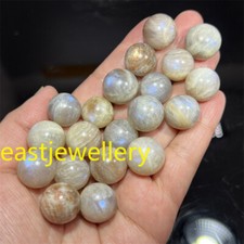 20pcs Natural Moonstone Carved Sphere quartz crystal ball Reiki Healing 14mm+ picture