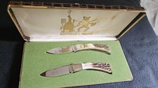 Taylor Cutlery Elk  Horn Hatfields & McCoys knife set lockback collector 1980 picture
