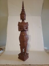 Vintage Intricate Wood Asian Temple Carving 20 Inches Tall,  Female picture
