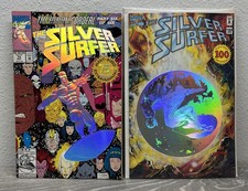 VTG MARVEL COMICS-THE SILVER SURFER #75 1992 & #100 1995-HOLOGRAM COVER NM picture