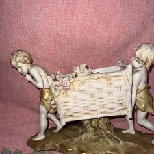 Two boys Rare Art Nouveau jardinere Ernst Wahliss Royal .Vienna  Wein Excellent picture