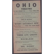 1936 Ohio Theatre Arcadia Theatre Movie Program Card Harlow Crosby Flash Gordon picture