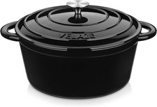 7.5 QT Enameled Cast Iron Dutch Oven Pot with Lid,Black | Large Capacity for Coo picture