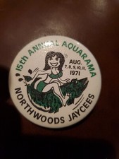 Vintage 15th Annual Aquarama Button August 1971 Minocqua WI  picture