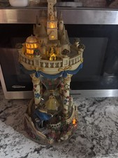 Vintage Beauty and the Beast Castle Hour Glass Snow Globe w/light & music - rare picture