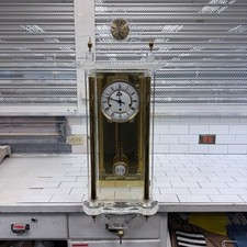 Rare Vintage Lucite Brass Wall Clock Tempus Fugit 1970s - Tested & Works picture