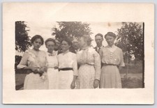 Postcard RPPC Portrait of Five Women and Three Men Standing Together circa 1910 picture