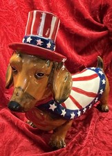 Blue Sky Clayworks 2022 Patriotic 4th of July Dachshund Dog With Hat- New picture