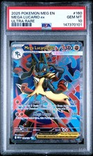 2025 Pokemon Mega Evolution Mega Lucario Ex Ultra Rare #160/132 PSA 10 GEM MINT picture