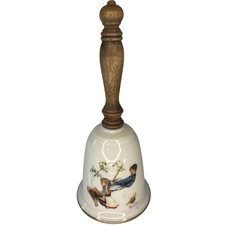 Gorham Norman Rockwell Flying High 1980 Fine China Bell Wooden Handle Vintage picture