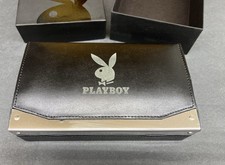 Playboy Cigar Box Humidor Black Leather Genuine Cedar. Cutter Included.     NOS￼ picture