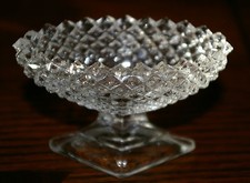 TWO (2) WESTMORELAND ENGLISH HOBNAIL CLEAR GLASS OPEN SALT CELLARS - GORGEOUS picture