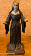 Sta . Rita of Cascia Antique Wood Nun Statue Black Habit Robe Veil on Base picture