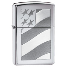 ZIPPO 21068 OLD GLORY FLAG CHROME POCKET LIGHTER WINDPROOF MADE IN USA REUSEABLE picture