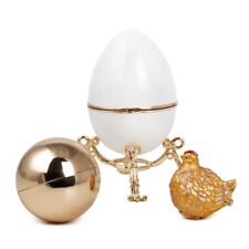First Hen Faberge Egg Replica Jewelry Box White Gold Easter Egg яйцо Фаберже picture