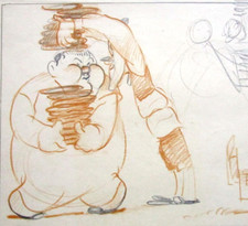 LAUREL and HARDY comedian  pie 1938 WALT DISNEY Original Production cel Drawing picture