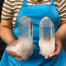 2pcs 4.13 LB Natural Clear Quartz Cluster Crystal Mineral Heals Specimen 6747 picture