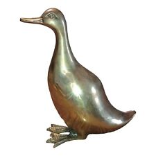 Vintage Brass Duck Goose With Web Feet  Figurine 9” Tall See Desc.  picture