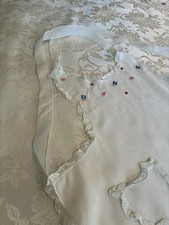 Vintage 1950s White Embroidered Hostess Halter Apron Lace Trim Mint Condition picture
