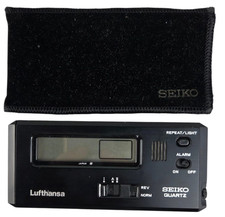 Vintage Lufthansa Seiko Quartz Base Metal Travel Alarm Clock 7411-001K Seikosha picture
