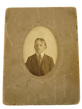 Young Serious Boy Professional Portrait Albany NY Obenaus VTG Antique Picture picture