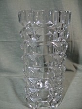 ART DECOR VASE (large heavy clear glass square cubist) MARKED “FRANCE” 9.5” picture