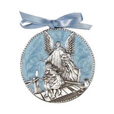 Blue Guardian Angel Crib Medal 2.25 inches Sacramental Gift for Birth or Baptism picture