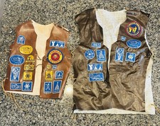 VTG Original Collectible Boy Scouts Indian Guides YMCA 70s Leather Vest Patches picture